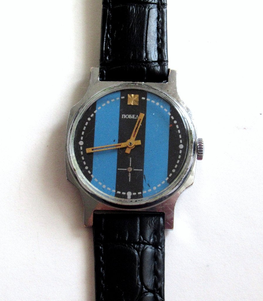 Montre mécanique POBEDA Inter Milan pour homme des années 80, Collections, Enlèvement ou Envoi