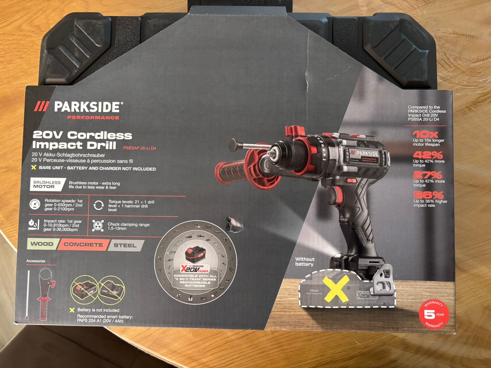 Parkside Performance 20V Accu Klopboormachine, Ophalen, Nieuw, Boormachine