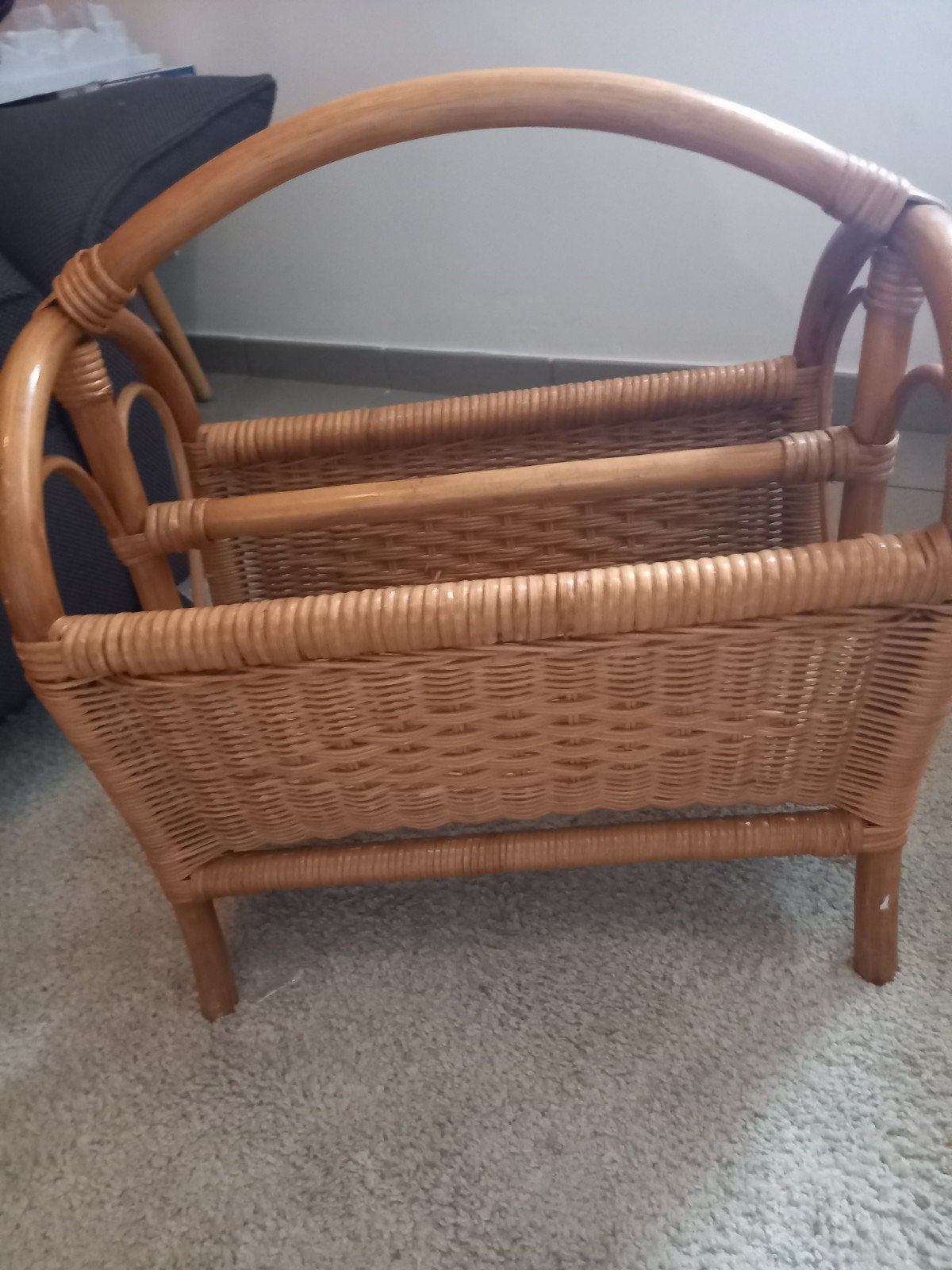 Porte-revues/porte-journaux vintage en rotin — Boho des anné, Corbeille à journaux, Enlèvement ou Envoi, Bohème