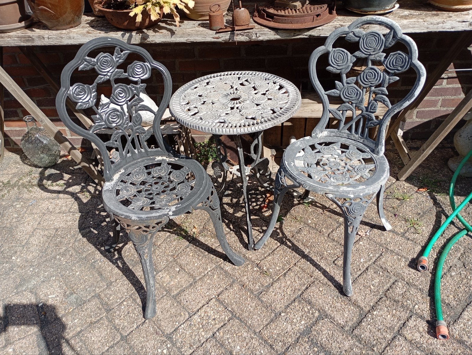 tuinset tafel en stoelen, Ophalen, Gebruikt, Tuinset