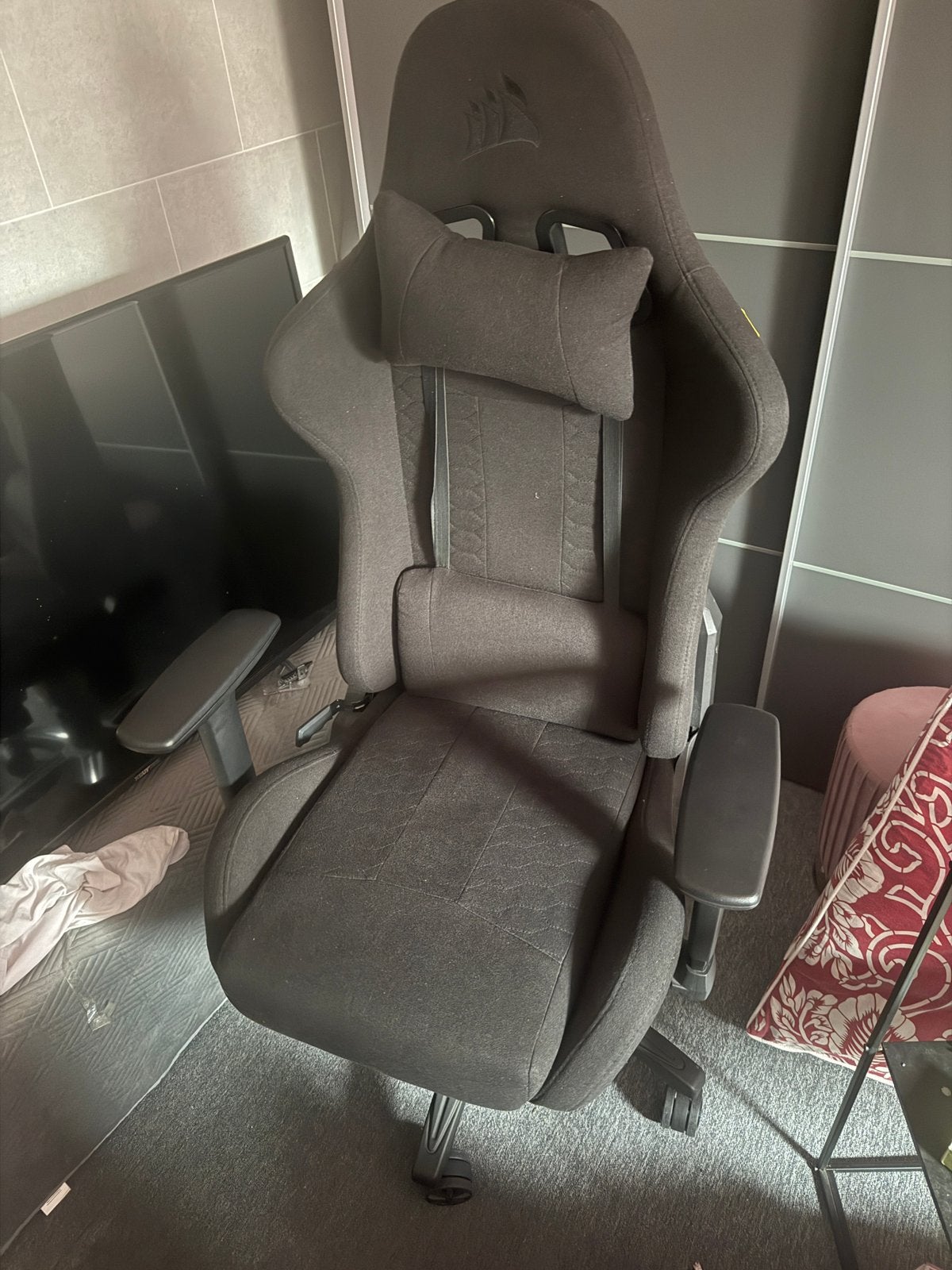 Chaise de jeu Corsair TC100 noire, Maison & Meubles, Comme neuf, Chaise de bureau de gaming, Enlèvement, Chaise de bureau