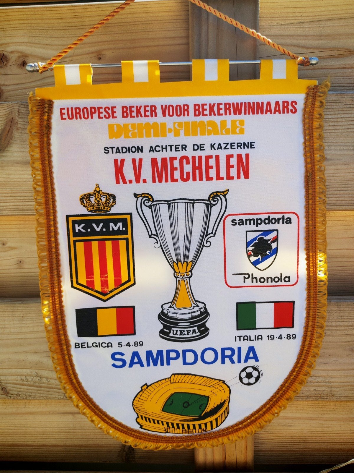 KV Mechelen Sampdoria halve finale vaantje, Verzamelen, Sportartikelen en Voetbal, Ophalen of Verzenden