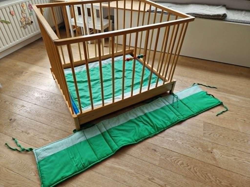Retro babypark met extra's, Ophalen, Gebruikt, Rechthoekig, Wieltjes