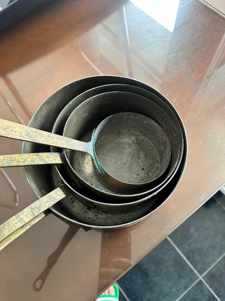 4 casseroles en cuivre, Antiquités & Art, Antiquités | Ustensiles de cuisine, Enlèvement ou Envoi