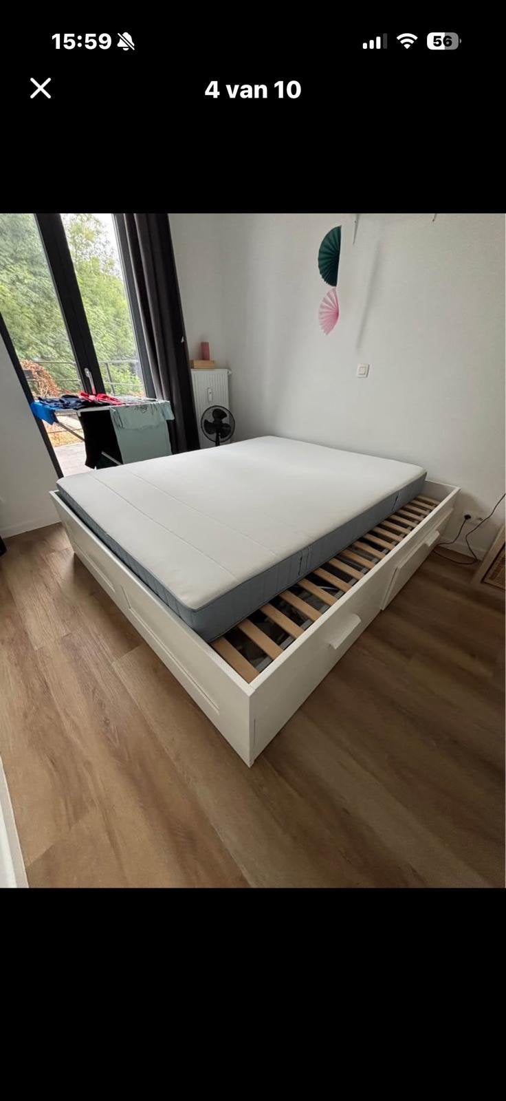 2-persoonsbed zonder matras 180 cm met 4 schuiven, Huis en Inrichting, Ophalen, Zo goed als nieuw, 180 cm