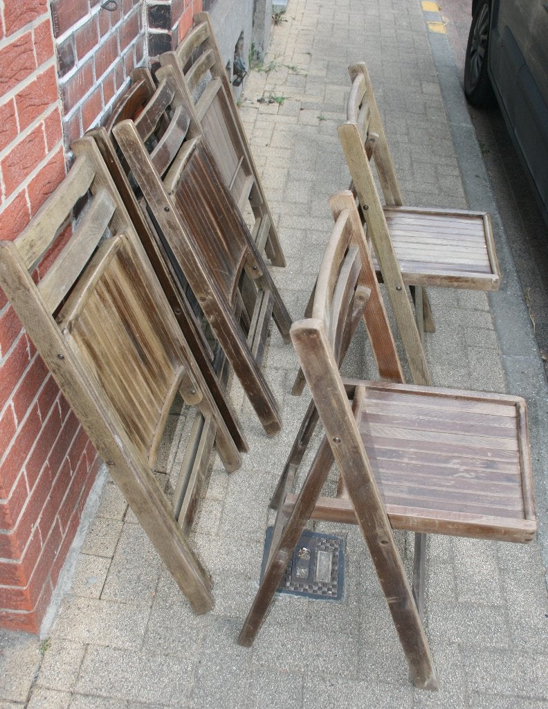 Lot de 6 chaises pliantes en bois Robustes et pratiques, Ophalen, Gebruikt, Hout, Inklapbaar