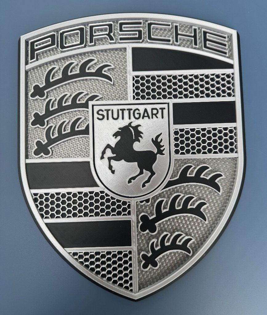 Groot Porsche logo shield Turbo Night 32cm voor aan de muur, Ophalen of Verzenden, Nieuw