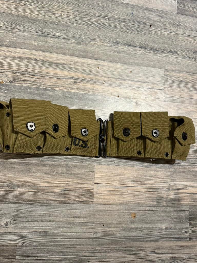 Reproductie Amerikaanse M1 Garand ammo riem z.g.a.n, Verzamelen, Ophalen of Verzenden, Landmacht, Overige typen