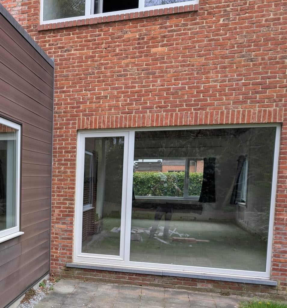 Groot raam met deur, Doe-het-zelf en Bouw, Ophalen, Kunststof, Zo goed als nieuw, Inclusief glas
