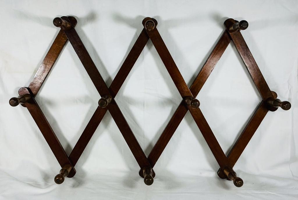 Porte-manteau mural vintage accordéon bois design modernist, Enlèvement ou Envoi, Maison et Meubles