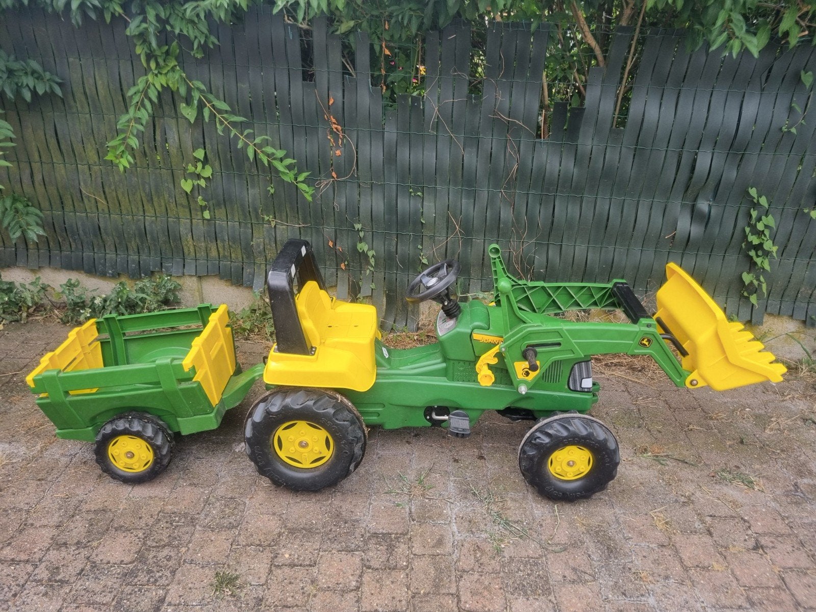 Traptractor met schepper en aanhangwagen, Kinderen en Baby's, Ophalen, Gebruikt, Overige merken, Met kar of aanhanger