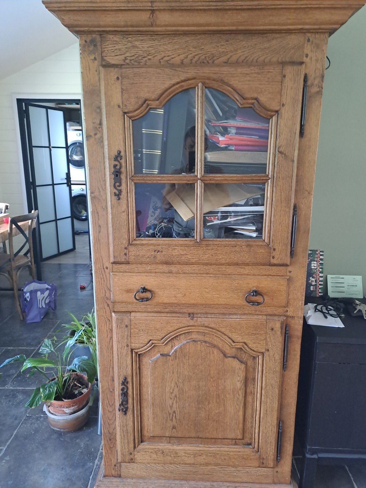 rechtopstaande kast - woonkamer - eik - perfecte staat 180cm, Eikenhout, Met lade(s), 50 tot 100 cm, Zo goed als nieuw