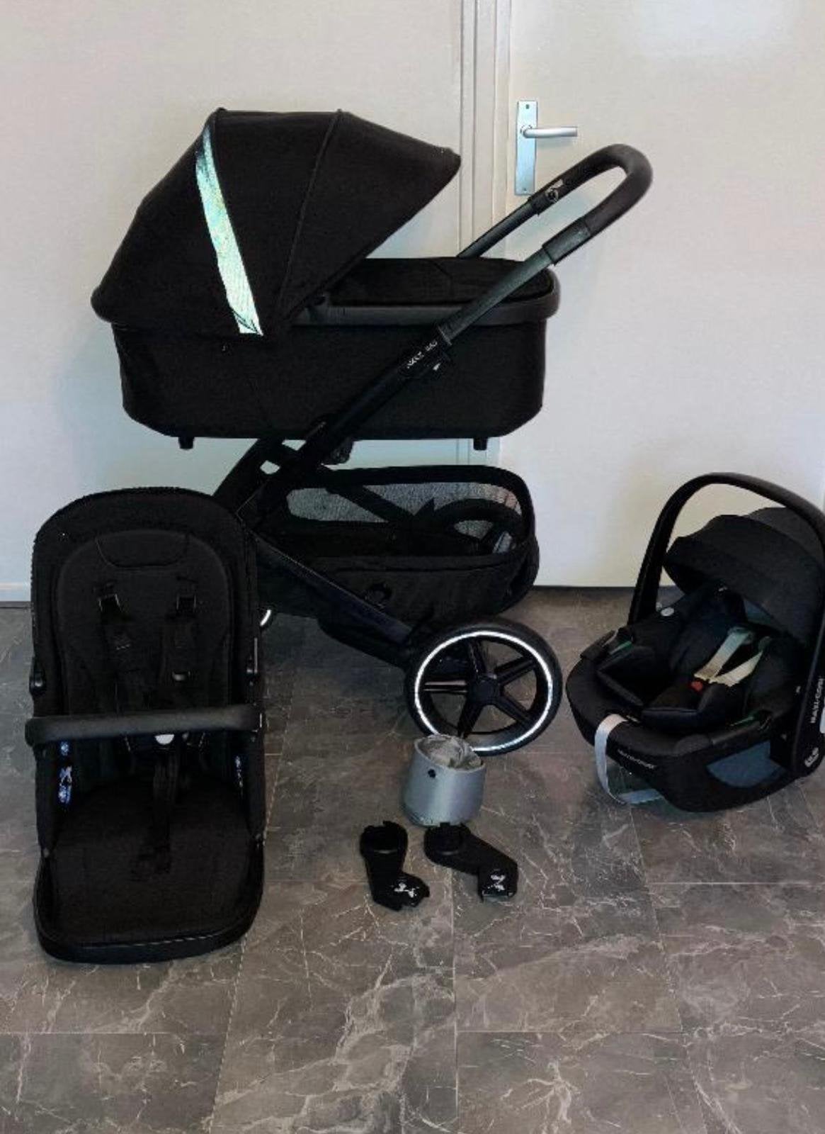 Joolz Geo3 Space Black + Maxi Cosi pebble 360 model, Kinderen en Baby's, Ophalen, Zo goed als nieuw, Kinderwagen, Verstelbare duwstang