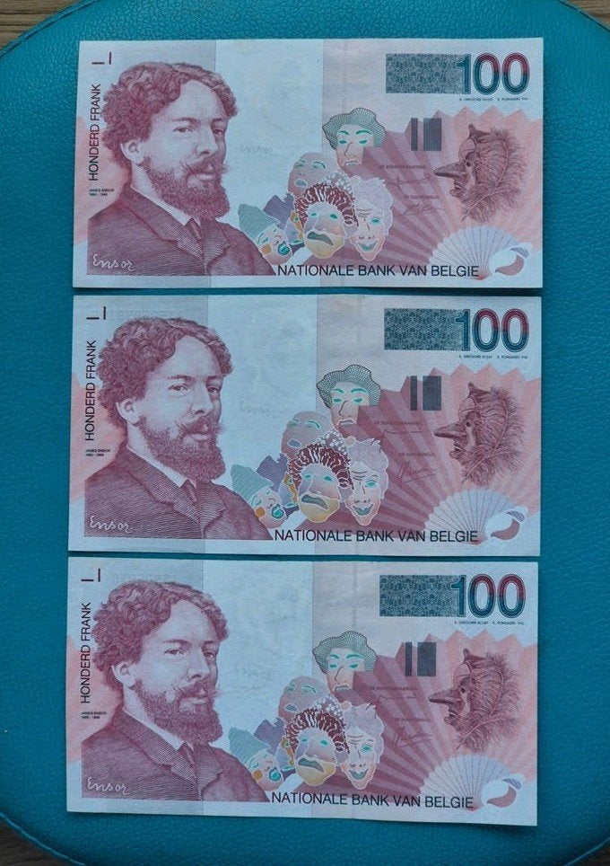 België  3 X 100 Frank  UNC  !!! OPEENVOLGENDE  NRS, Enlèvement ou Envoi, Série