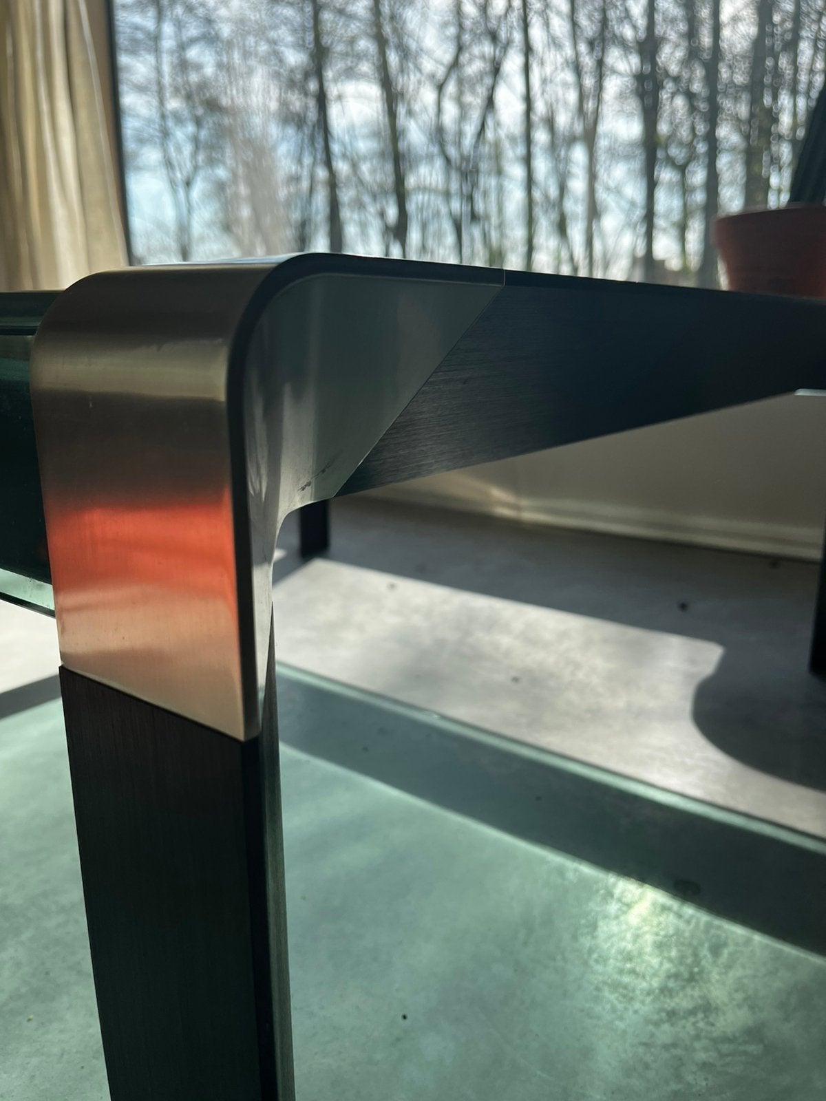 Jaren 70 salontafel, Ophalen, Vierkant, Zo goed als nieuw, Glas