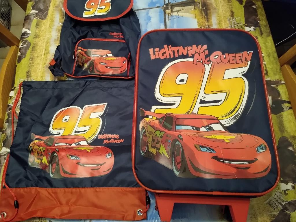 Kinder-Reistrolley set (4st) CARS, Wieltjes, Blauw, Minder dan 40 cm, Zo goed als nieuw