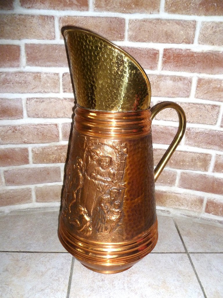Charbonnière/porte parapluie VINTAGE en cuivre et laiton, Enlèvement, Cuivre