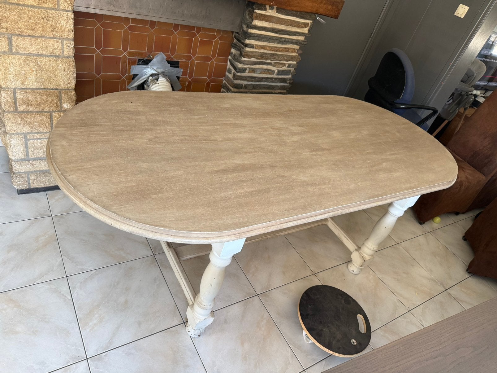 Table à manger + chaises en bois massif, Enlèvement, Utilisé, 50 à 100 cm, Autres essences de bois