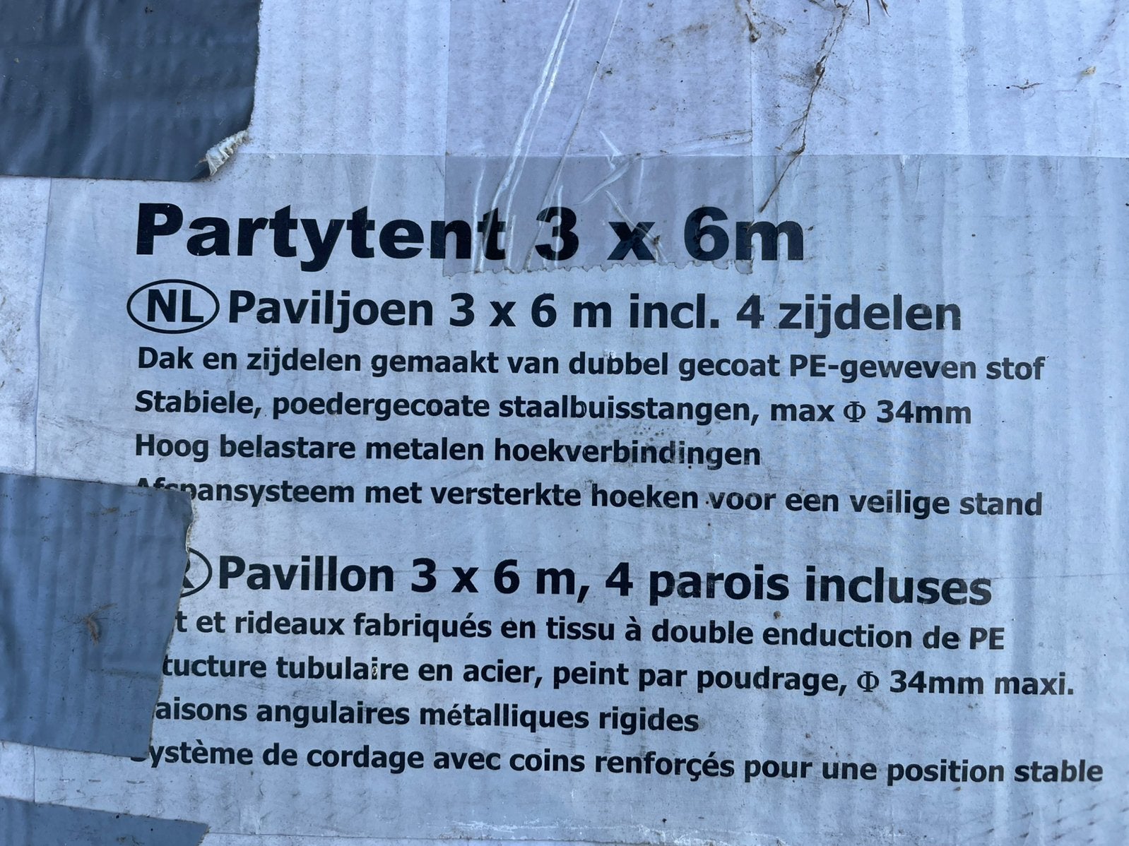 Voile de tente de fête, Tente de réception, Pliable, Moins de 4 mètres, Enlèvement