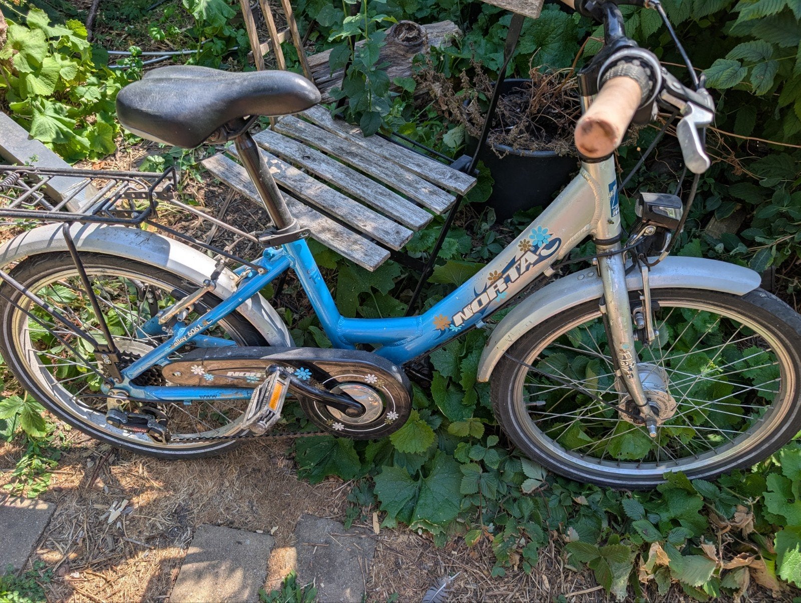 Meisjesfiets 20" Norta, Ophalen, Gebruikt, Velgrem, Versnellingen