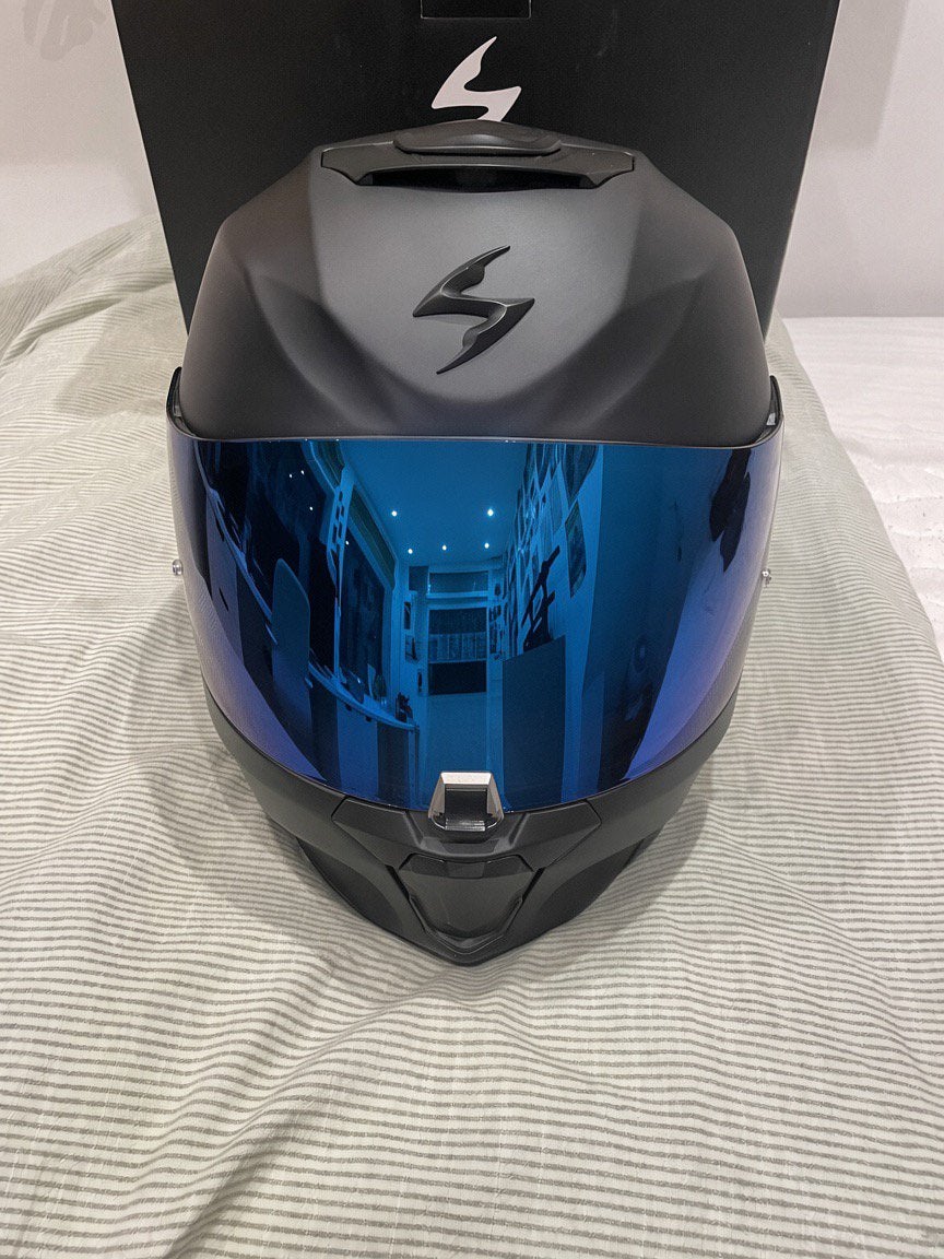 Scorpion EXO-391 Matt Black Maat L + Blauw Vizier, Heren, Nieuw zonder kaartje, Integraalhelm, L
