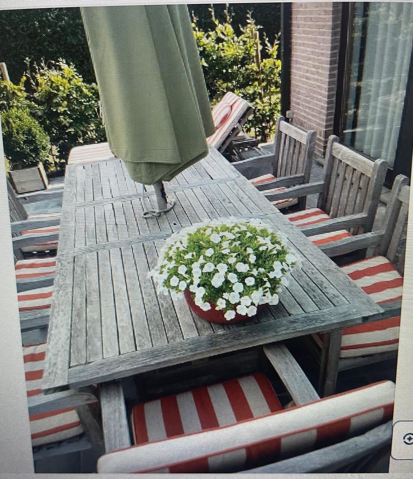 Table en teck avec 6 chaises et lit vide, Enlèvement, Comme neuf, Bois, Salons de jardin