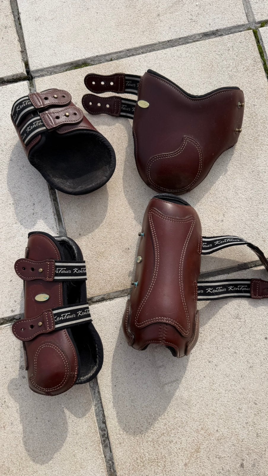 Protège-jambes en cuir marron Kentaur - lot de 4 - Intégral, Animaux & Accessoires, Guêtres, Enlèvement ou Envoi, Utilisé, S