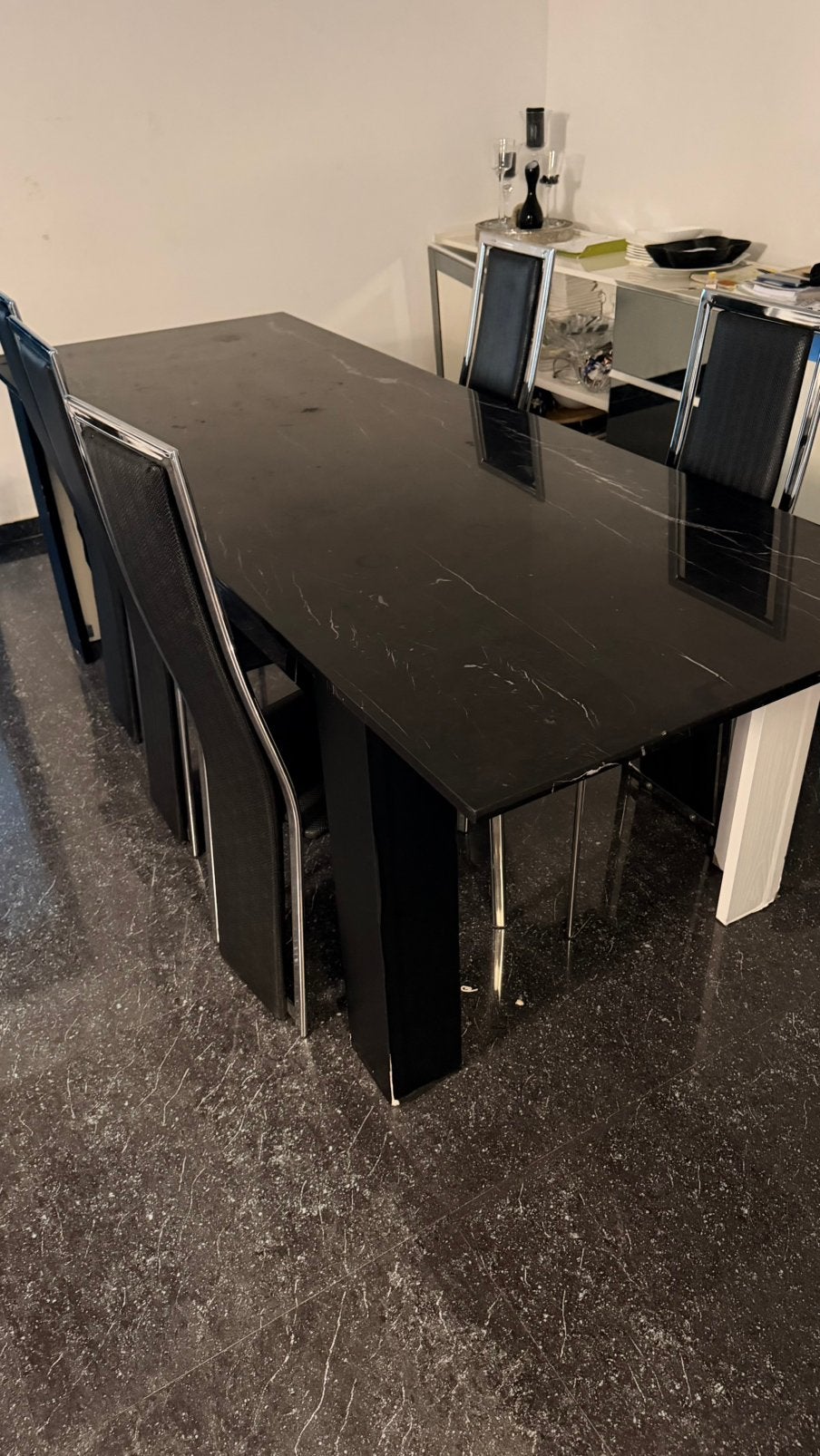 Salontafels met 6 stoelen (chinese ) graniet, Ophalen, Zo goed als nieuw
