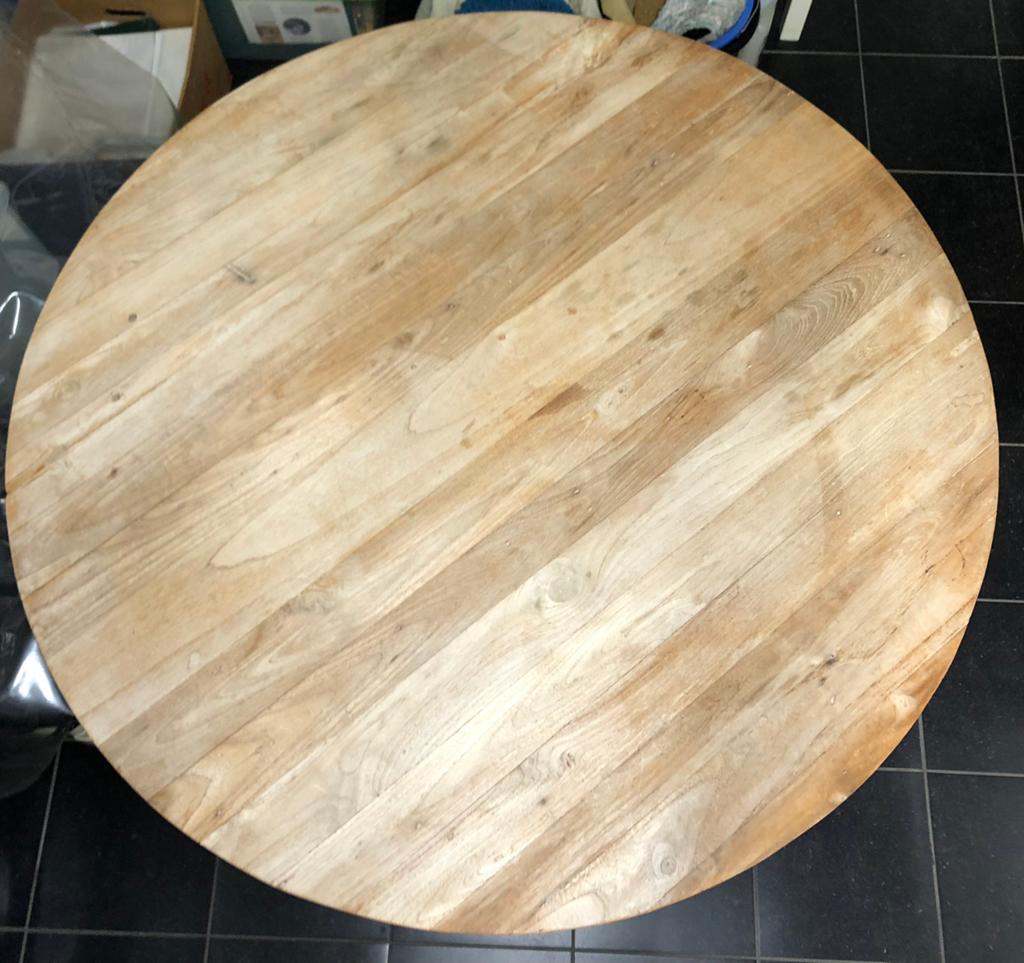 Ronde teak tafel 120 cm, Tuin en Terras, Ophalen, Gebruikt