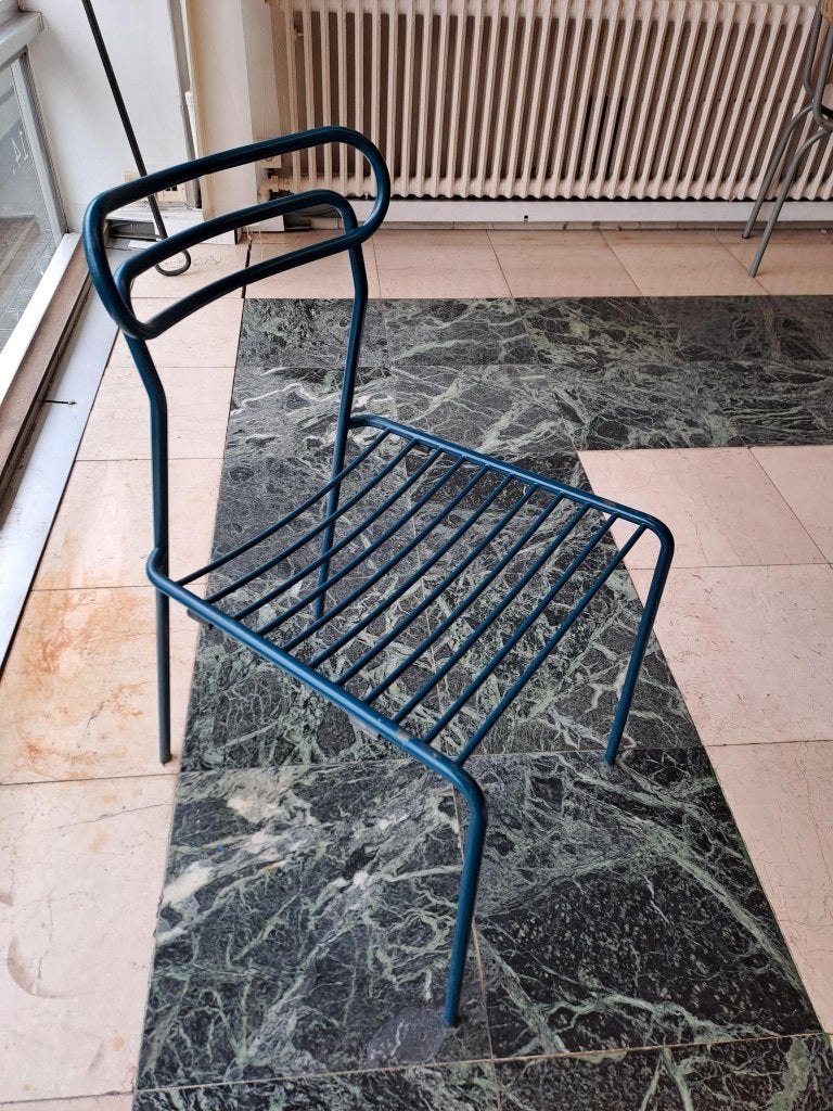 Chaise de terrasse design métal filaire bleu pétrole, Enlèvement, Utilisé, Bleu, Métal