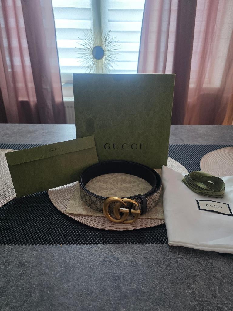 Ceinture Gucci Marmont GG Supreme - État 9 /10 - Full Set, Cuir véritable, 95 à 105 cm, Autres couleurs, Comme neuf