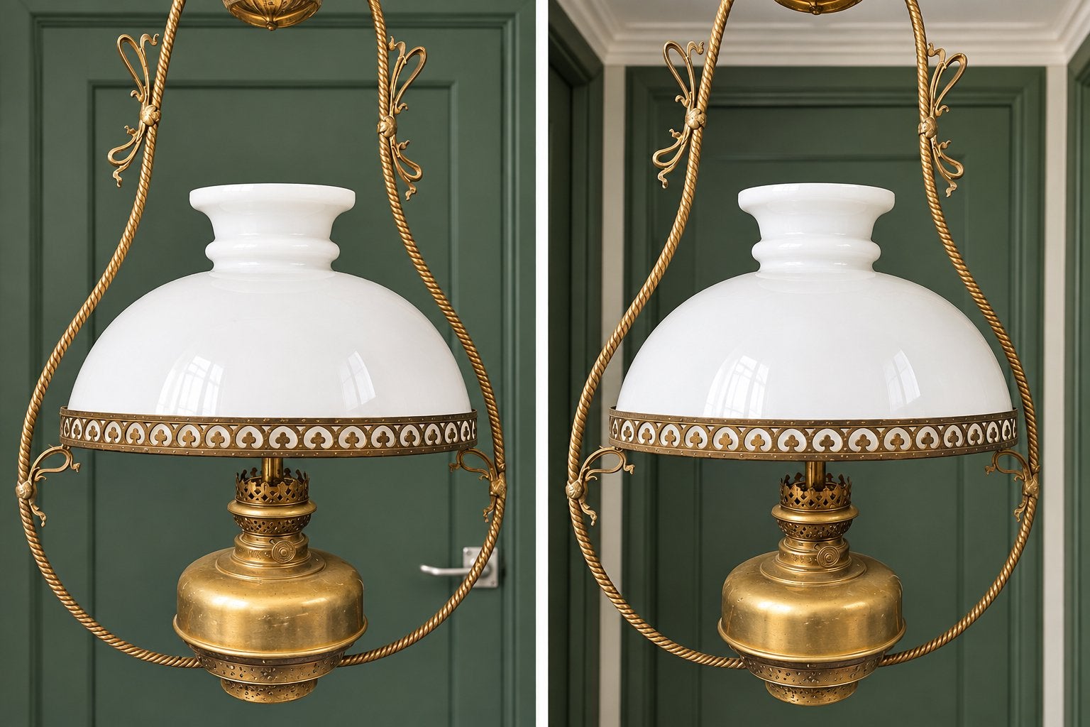 Suspension laiton et opaline, Enlèvement, Comme neuf, Verre