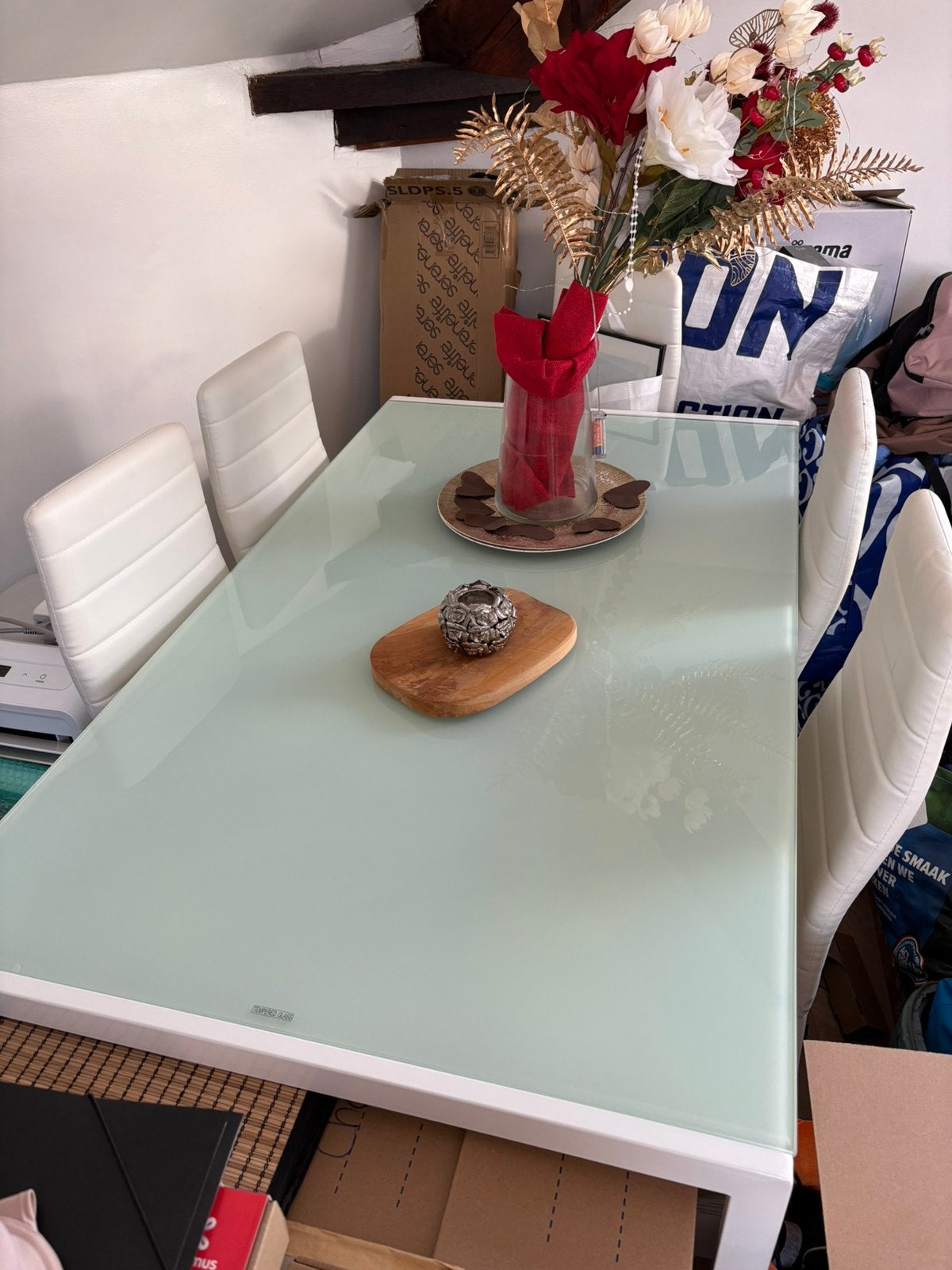 TABLE EN VERRE + 6 CHAISES, Maison & Meubles, Enlèvement, Comme neuf, Verre