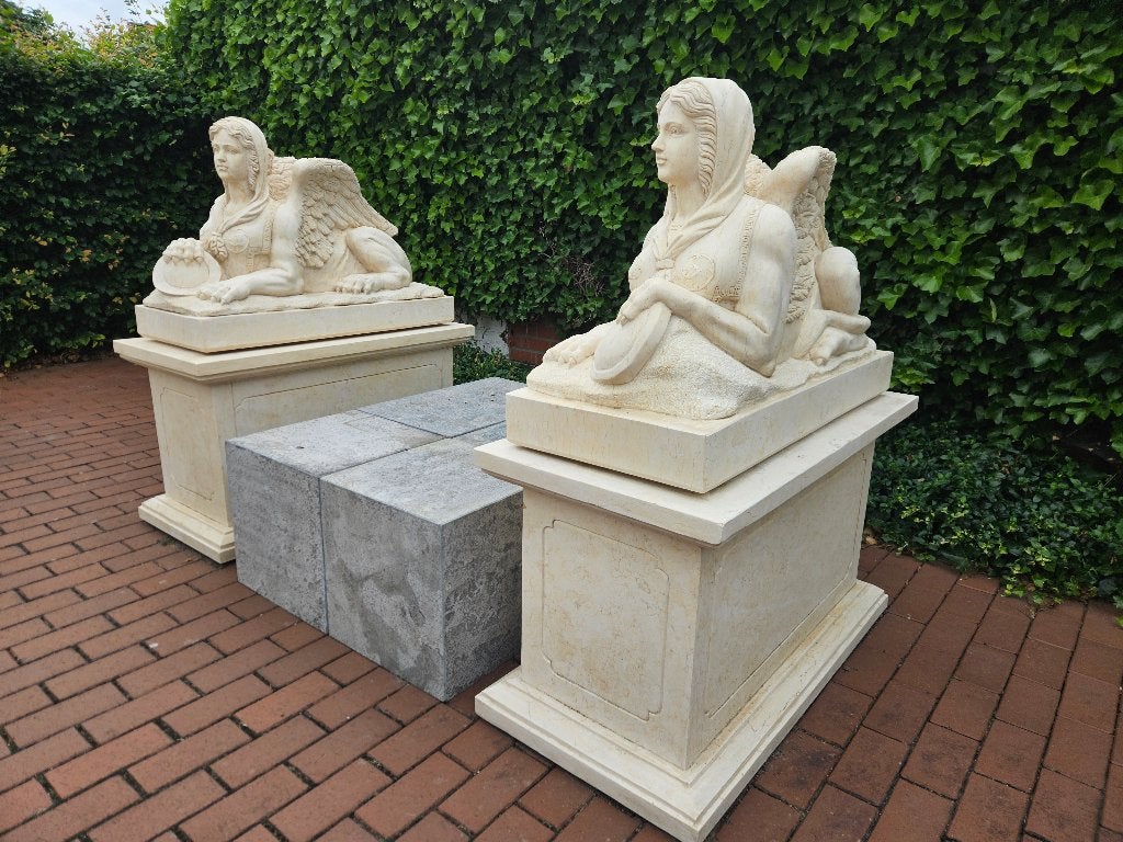 MARMEREN EXCLUSIEF KOPPEL SFINXEN IN OPDRACHT VAN KLANT !!!, Overige onderwerpen, Ophalen of Verzenden, 1 meter - 2 meter, Overige materialen