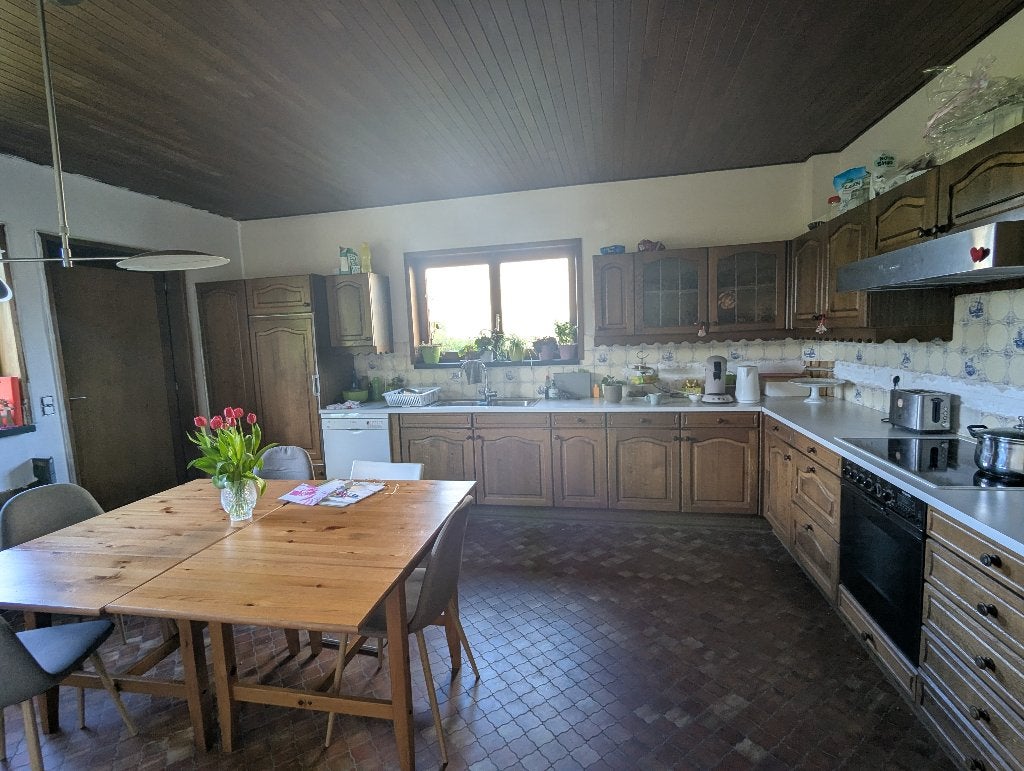 Keuken, Huis en Inrichting, Keuken | Complete keukens, Gebruikt, Hoekkeuken, Bruin, Kunststof, Ophalen