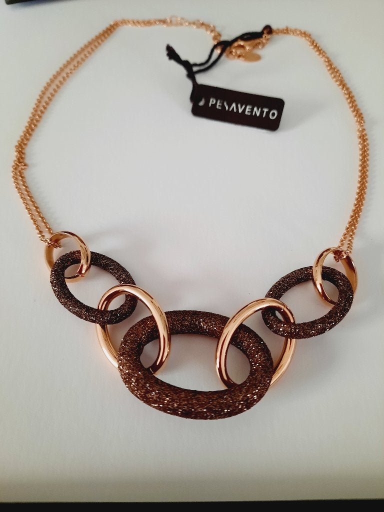 Collier Pesavento or rose + marron WPLVE1160, Enlèvement ou Envoi, Neuf, Or, Argent