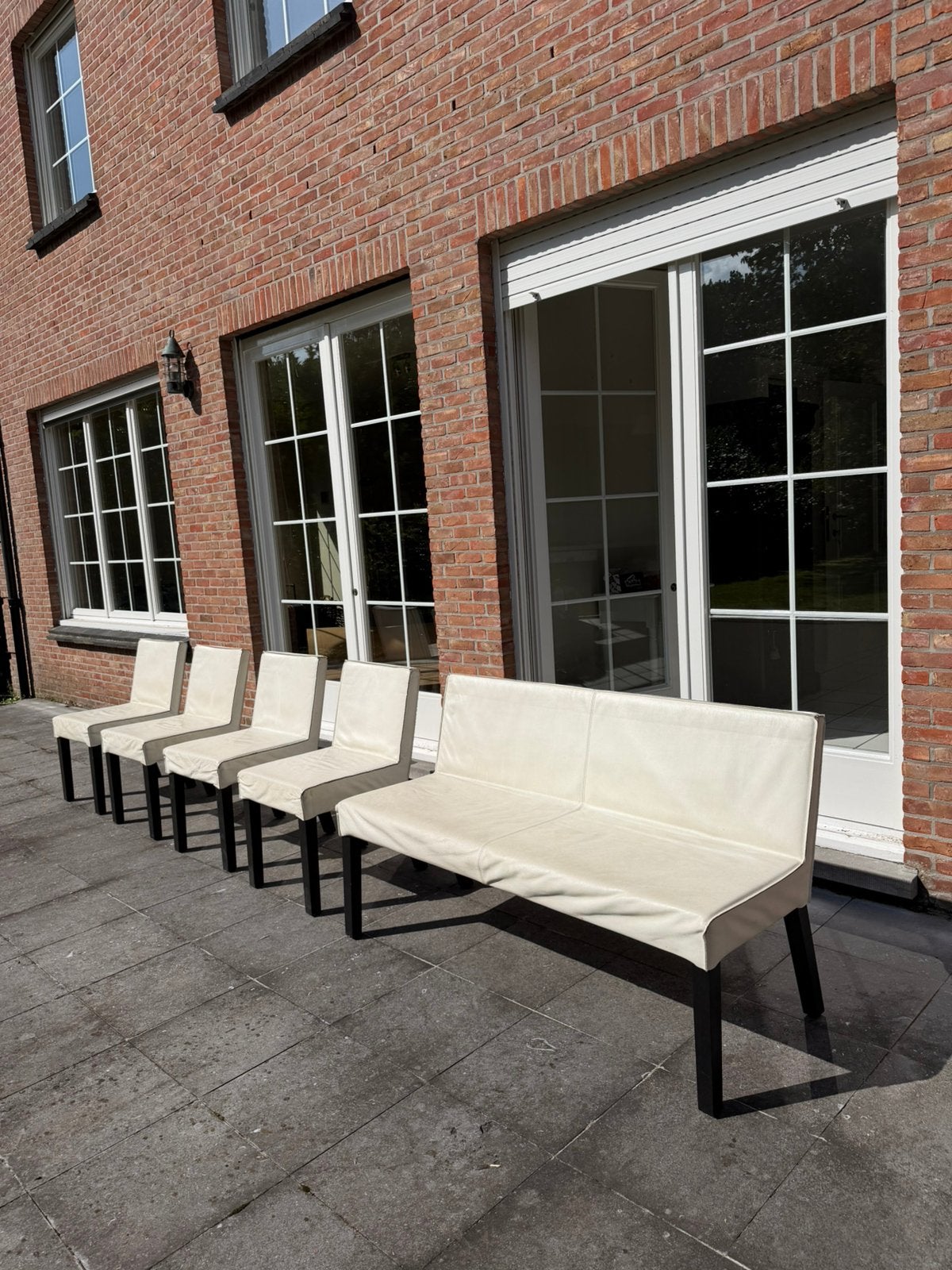 Originele Studio Piet Boon SAAR Eethoekset 6-delig, Wit Leer, Ophalen, Gebruikt, Wit, Leer
