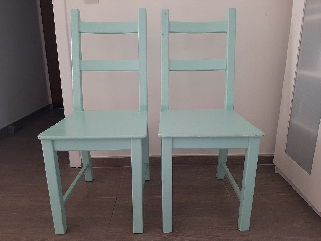 Lot de 2 chaises IKEA en bois peint, Enlèvement, Comme neuf, Bois, Deux