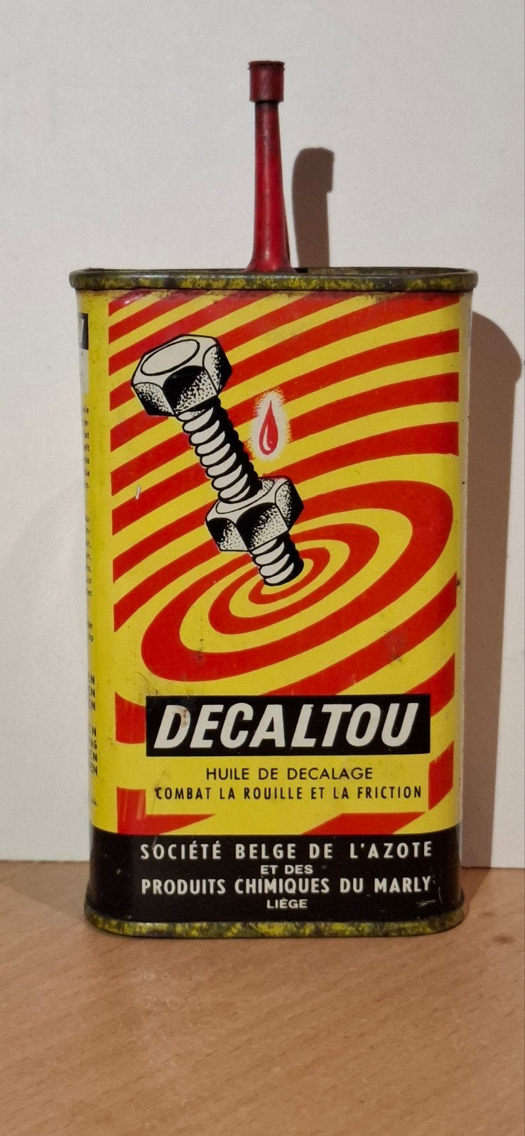 boîte à huile vintage en métal de la marque Decantou,, Enlèvement ou Envoi