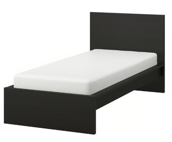 MALM Ikea Bed en matras, zwartbruin, 90x200 cm, Huis en Inrichting, Slaapkamer | Bedden, Ophalen, Gebruikt, 90 cm, Eenpersoons