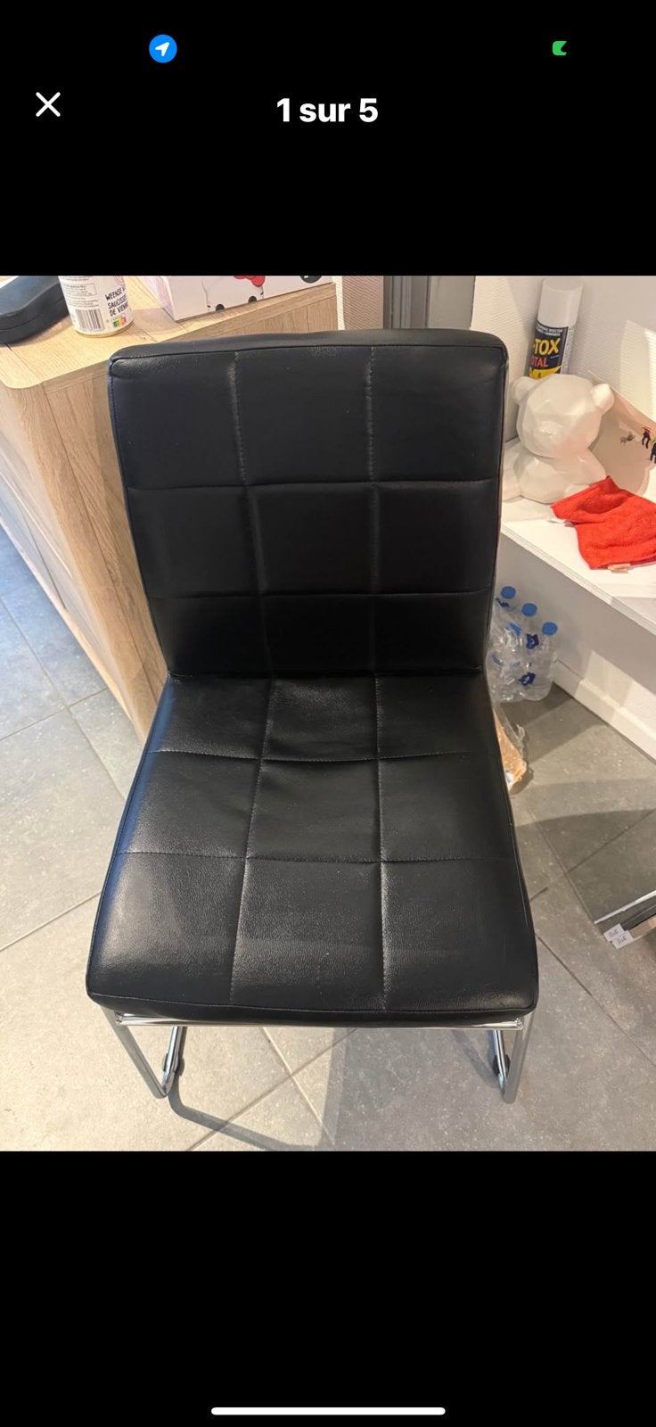 Chaises noir, Maison & Meubles, Enlèvement, Utilisé, Autres matériaux, Quatre
