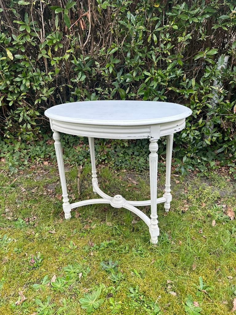 Houten tafel tafeltje wit bijzettafel, Ophalen, Gebruikt
