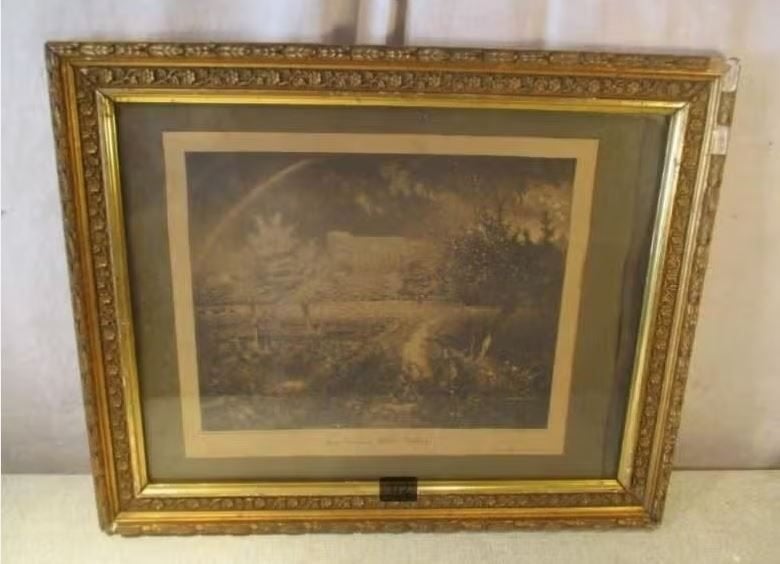 Cadre photo en bois doré antique - 49x40/42x33, Or, Enlèvement ou Envoi, Bois, Avec verre