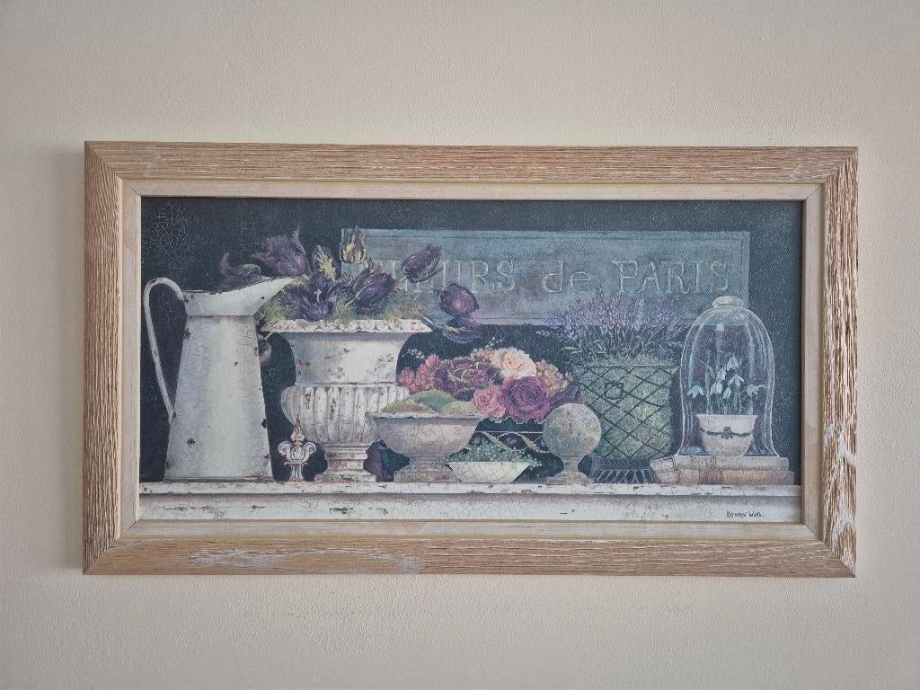 Schilderij "Fleurs de Paris" (Kathryn White), Enlèvement ou Envoi, Comme neuf, 50 à 75 cm, Peinture