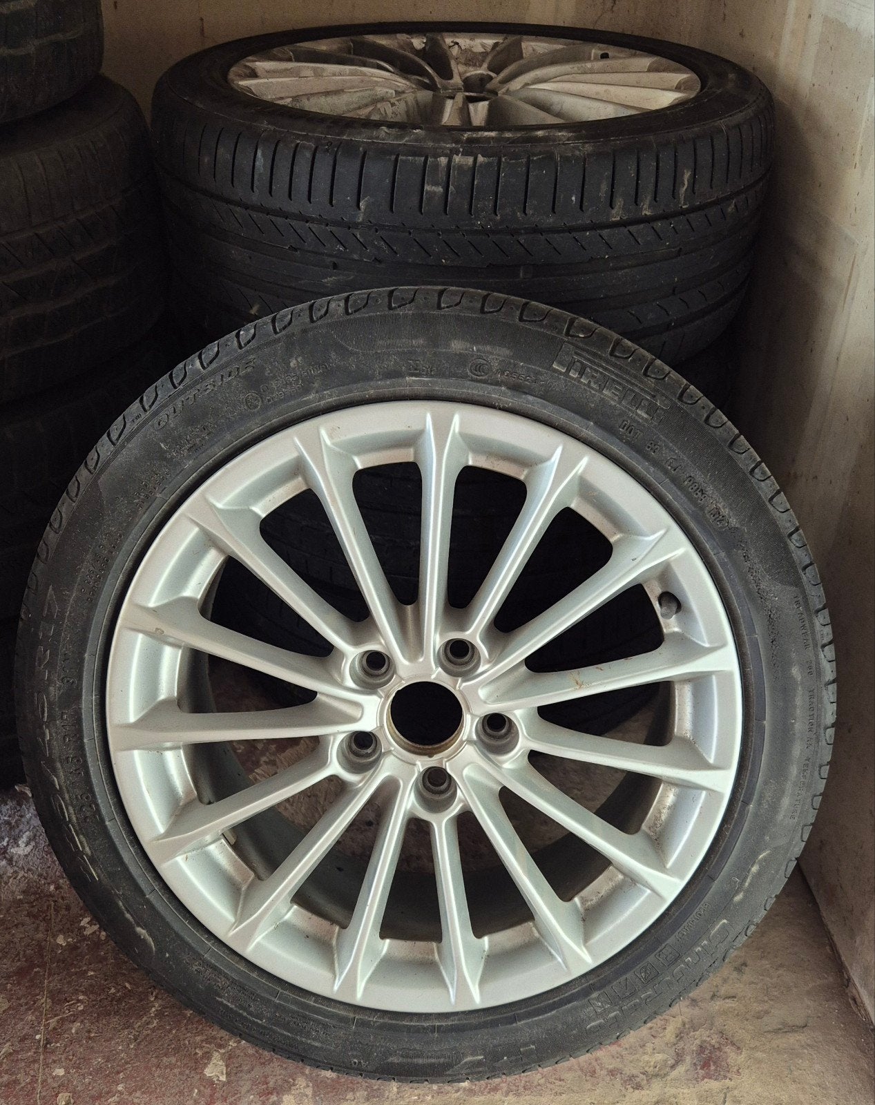 Vends ou échange jantes d'origine Audi 5x112 avec pneu, Pneus et Jantes, 17 pouces, Enlèvement, 225 mm
