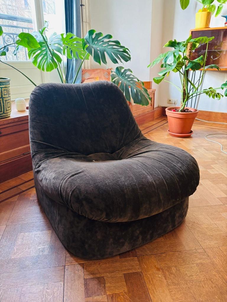 Comfortabele vintage zetel van de jaren '70, Huis en Inrichting, Fauteuils, Gebruikt, Stof, 50 tot 75 cm, 75 tot 100 cm, Ophalen