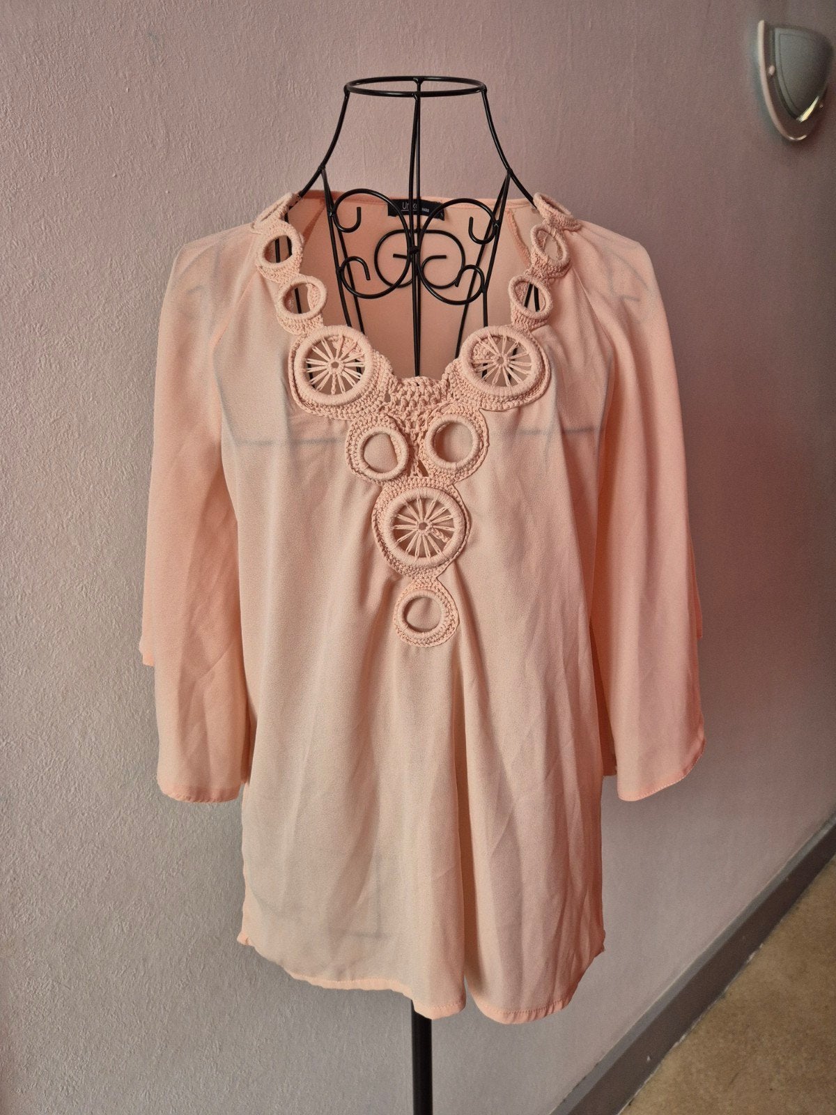Blouse manches chauve-souris rose poudré S, Unika Paris, Ophalen of Verzenden, Zo goed als nieuw, Roze