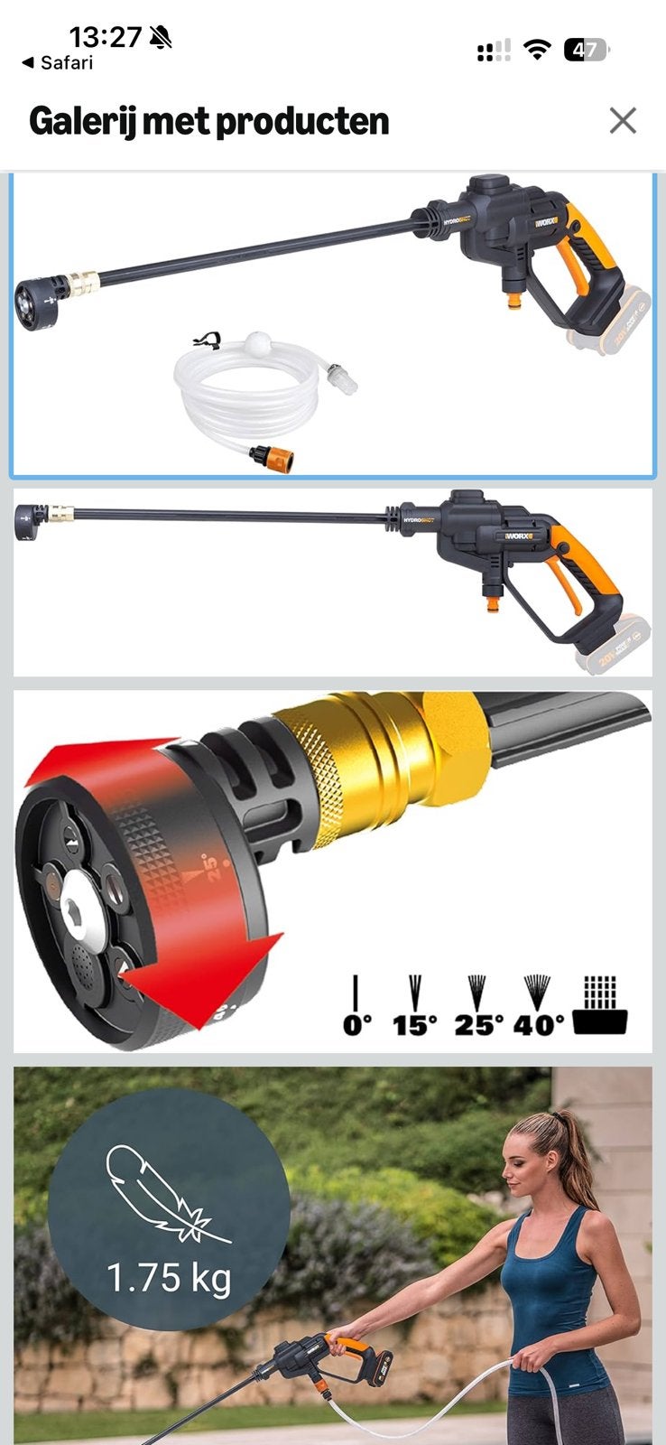 Worx WG620E.9 (Hydroshot) hogedrukreiniger+nog andere items, Ophalen, Zo goed als nieuw