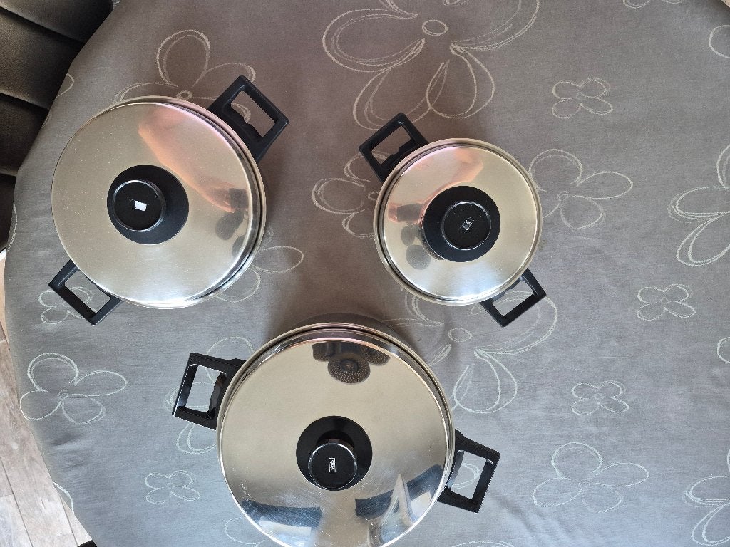 Zeer degelijke inox kookpotten Fissler, Huis en Inrichting, Keuken | Potten en Pannen, Ophalen, Inox, Gebruikt, Fissler
