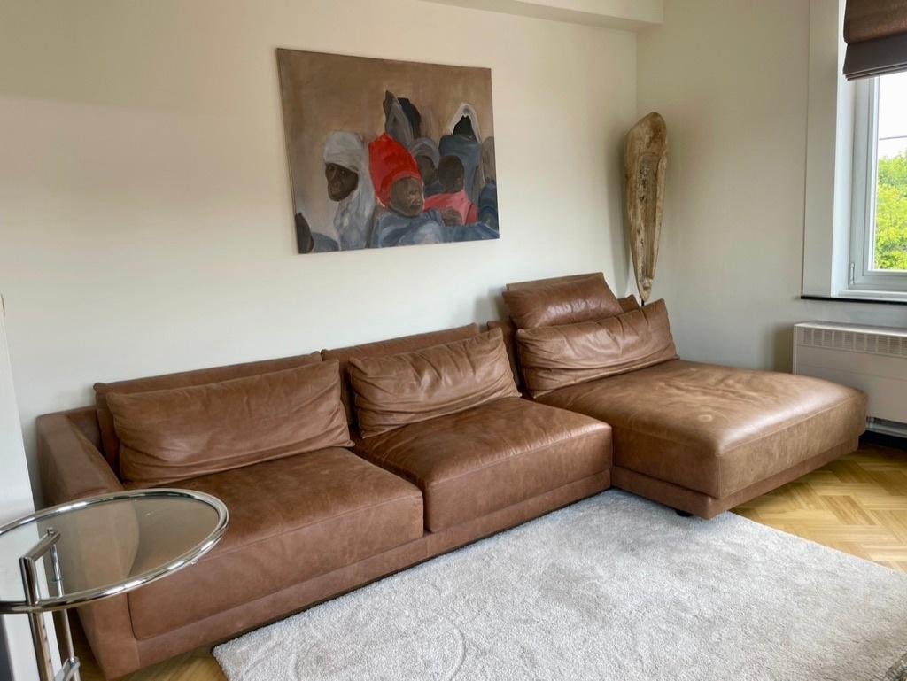 POLIFORM vintage design lederen zitbank in L, Huis en Inrichting, Ophalen, 125 tot 150 cm, 300 cm of meer, Leer